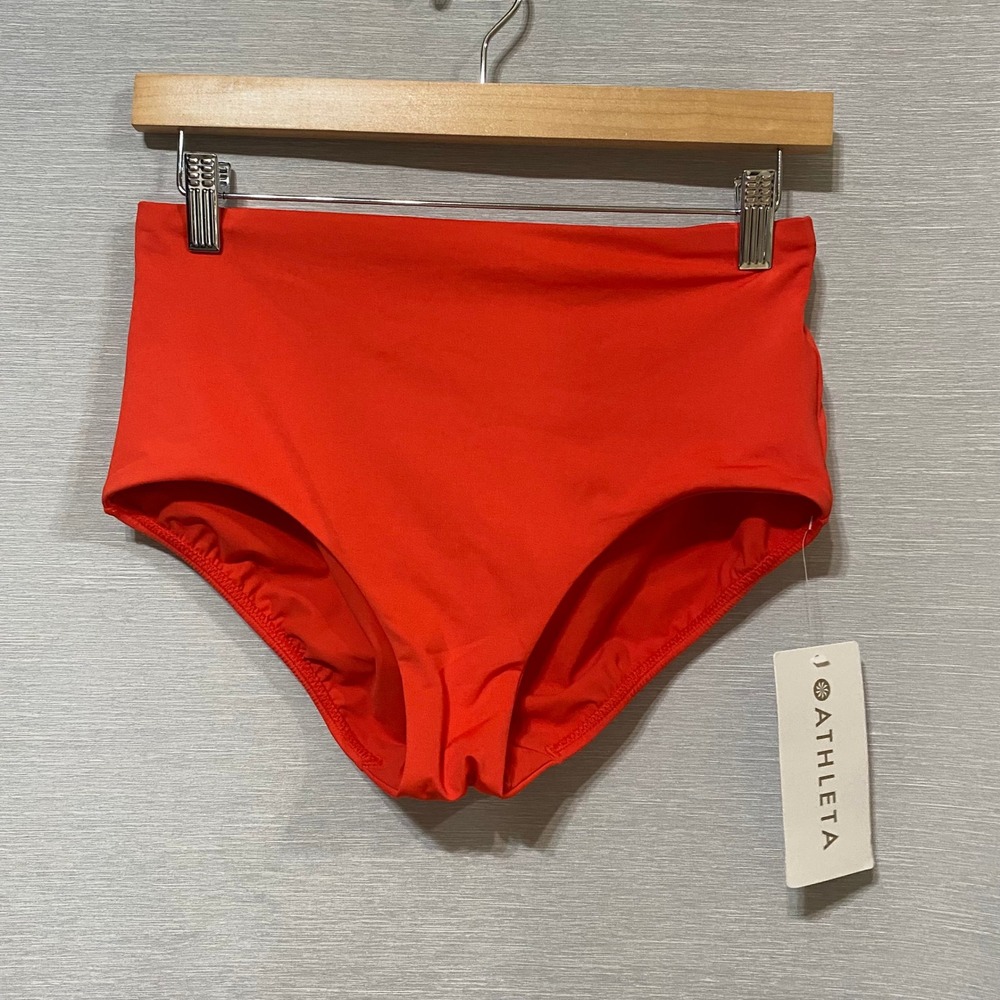 Athleta Womens High Waist Swim Bottom Poppy Red UPF 40+ Recycled Size S NEW
